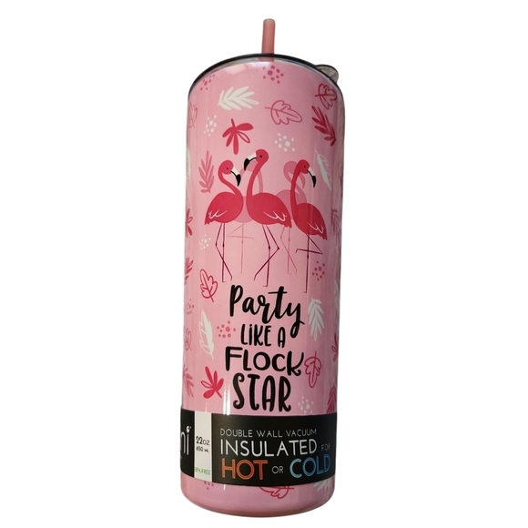 NWT Party LIKE A Star Cantini Star Pink Flamingo Party Tumbler 22oz - Picture 2 of 14